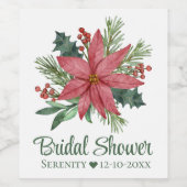 ポインセティアレッドクリスマスフローラブライダルシャワー ワインラベル (シングルラベル)