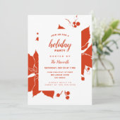 ポインセティアレッドグラフィックホリデーパーティー 招待状 (スタンド正面)