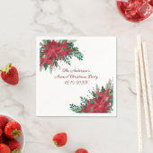 ポインセティアレッドグリーンホリデークリスマスパーティー スタンダードカクテルナプキン (インサイチュ)