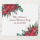 ポインセティアレッドグリーンホリデークリスマスパーティー スパークリングワインラベル (シングルラベル)