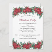 ポインセティアレッドグリーンホリデークリスマスパーティー 招待状 (正面)