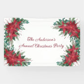 ポインセティアレッドグリーンホリデークリスマスパーティー 横断幕 (横)