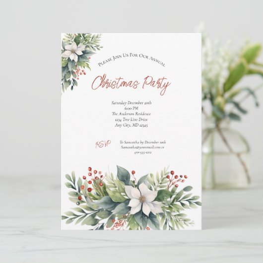 ポインセティアレッドベリーズクリスマスホリデーパーティー 招待状 (スタンド正面)