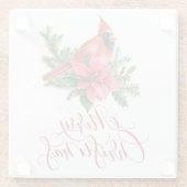 ポインセティアレッド（鳥）ショウジョウコウカンチョウクリスマスホリデー ガラスコースター (裏面)