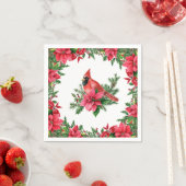 ポインセティアレッド（鳥）ショウジョウコウカンチョウクリスマスホリデー スタンダードカクテルナプキン (インサイチュ)