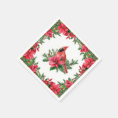 ポインセティアレッド（鳥）ショウジョウコウカンチョウクリスマスホリデー スタンダードカクテルナプキン (角)