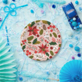 ポインセティア冬休日プレート ペーパープレート (パーティー)