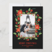 ポインセティア・アンド・ベリーズのクリスマス写真 シーズンカード (正面)