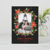 ポインセティア・アンド・ベリーズのクリスマス写真 シーズンカード (スタンド正面)