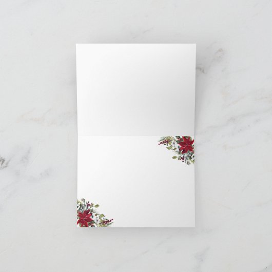 ポインセティア、金ゴールド紙吹雪シスタークリスマス カード (内部)