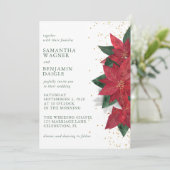 ポインセティシアクリスマスフローラグリーンエレガントな結婚式 招待状 (スタンド正面)