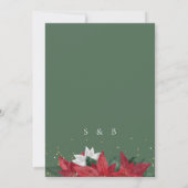 ポインセティシアクリスマスフローラグリーンエレガントな結婚式 招待状 (裏面)