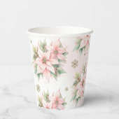 ポインセティシピンクウィンターオネダーランド誕生日 紙コップ (裏面)