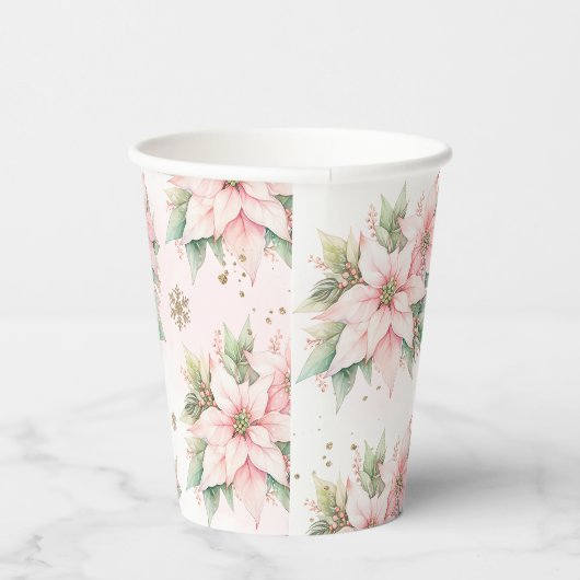 ポインセティシピンクウィンターオネダーランド誕生日 紙コップ (右)