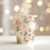 ポインセティシピンクウィンターオネダーランド誕生日 紙コップ