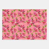 ポインセティピンクギフトラップ3パック ラッピングペーパーシート (正面2)