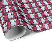 ポインセティ赤と白アフローラルパターンホリデー ラッピングペーパー (ロールコーナー)