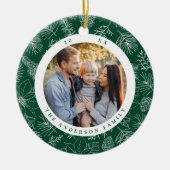 ポインセテエレガントィアとピネコーンのグリーンフォト セラミックオーナメント (正面)