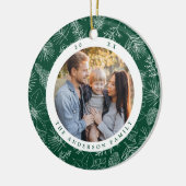 ポインセテエレガントィアとピネコーンのグリーンフォト セラミックオーナメント (左)