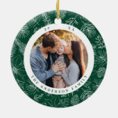 ポインセテエレガントィアとピネコーンのグリーンフォト セラミックオーナメント (裏面)