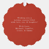 ポインセテエレガントィアと緑の非写真の休日 オーナメントカード (裏面)