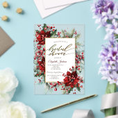 ポインセテエレガントィアウィンターブライダルシャワー アクリル招待状 (インサイチュ (ウェディング))