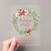 ポインセテエレガントィアスアンドグリーナリーホリデーパーティー アクリル招待状 (インサイチュ (ポータブル))