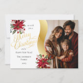 ポインセテエレガントィアス写真楽しいクリスマススクリプト シーズンカード (正面)