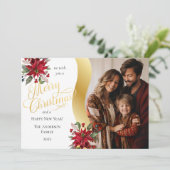 ポインセテエレガントィアス写真楽しいクリスマススクリプト シーズンカード (スタンド正面)