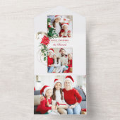 ポインセテエレガントィアス&金ゴールドスクロール2写真 オールインワン招待状 (内側)