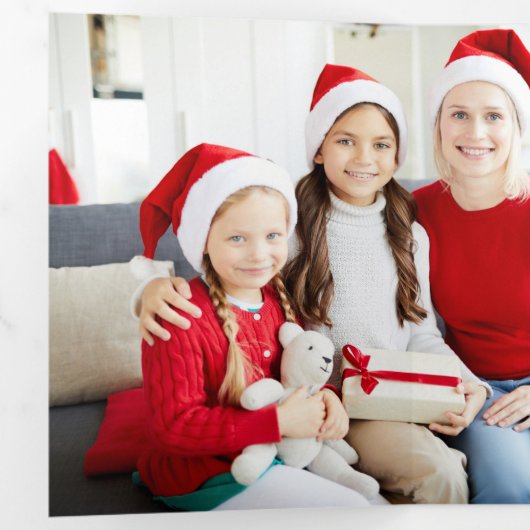 ポインセテエレガントィアス&金ゴールドスクロール2写真 三つ折りカード (内部最初)