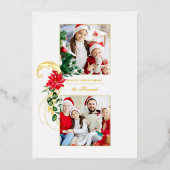 ポインセテエレガントィアス&金ゴールドスクロール2写真 箔シーズンカード (正面)