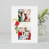 ポインセテエレガントィアス&金ゴールドスクロール2写真 箔シーズンカード (立ち正面)