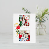 ポインセテエレガントィアス&金ゴールドスクロール2写真 箔シーズンポストカード (立ち正面)