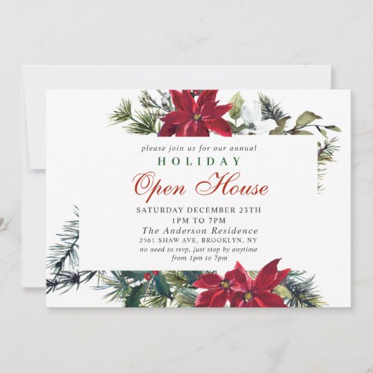 ポインセテエレガントィアホリデークリスマスオープンハウス 招待状 (正面)