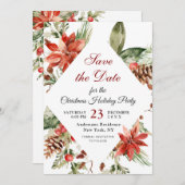 ポインセテエレガントィアホリデークリスマスパーティー セーブザデート (正面/裏面)