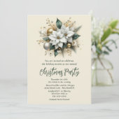 ポインセテエレガントィアホリデーパーティー招待状 招待状 (スタンド正面)