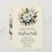 ポインセテエレガントィアホリデーパーティー招待状 招待状 (正面/裏面)