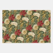 ポインセテエレガントィアヴィンテージクリスマス ラッピングペーパーシート (正面)