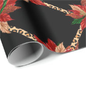 ポインセテエレガントィア&金ゴールドリボンクリスマスラップピン ラッピングペーパー (ロールコーナー)