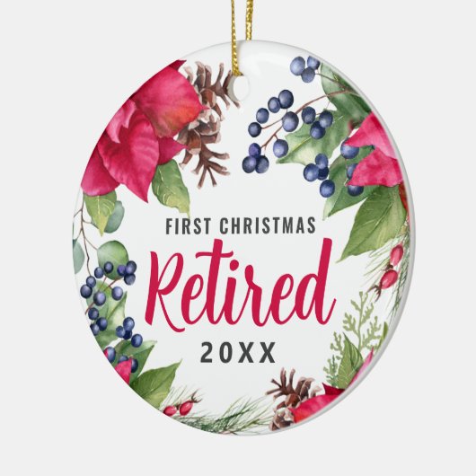 ポインセテエレガントィ初めてのクリスマス退職した写真C セラミックオーナメント (左)