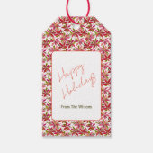 ポインセテパーソナライズされたィアハッピーホリデーギフトラベル ギフトタグ (正面)