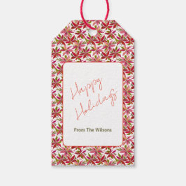 ポインセテパーソナライズされたィアハッピーホリデーギフトラベル ギフトタグ