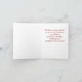 ポインセテファッションドィアスのクリスマスを持つ古いお茶ポット シーズンカード (内部)