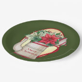 ポインセテファッションドィアスのクリスマスを持つ古いお茶ポット ペーパープレート (アングル)