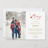 ポインセテモダンィアスシックなメリークリスマスフォト シーズンカード (正面)