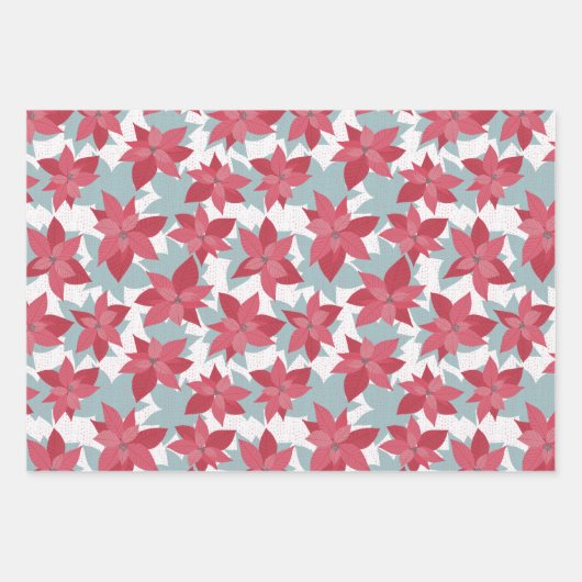 ポインセテモダンィアバッファローチェック+プレイド ラッピングペーパーシート (正面)