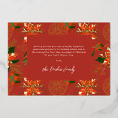 ポインセテモダンィア&グリーンリー |クリスマスフォト 箔シーズンカード (裏面)