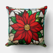 ポインセテ独身のチアフェイクステンドグラス クッション (正面)