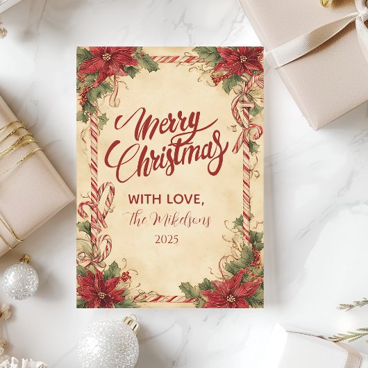 ポインセテ素朴ィアホリデイ シーズンカード